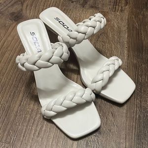 White Braided Heels